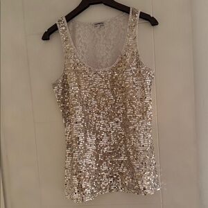 Express Silver Sequin Tank Top